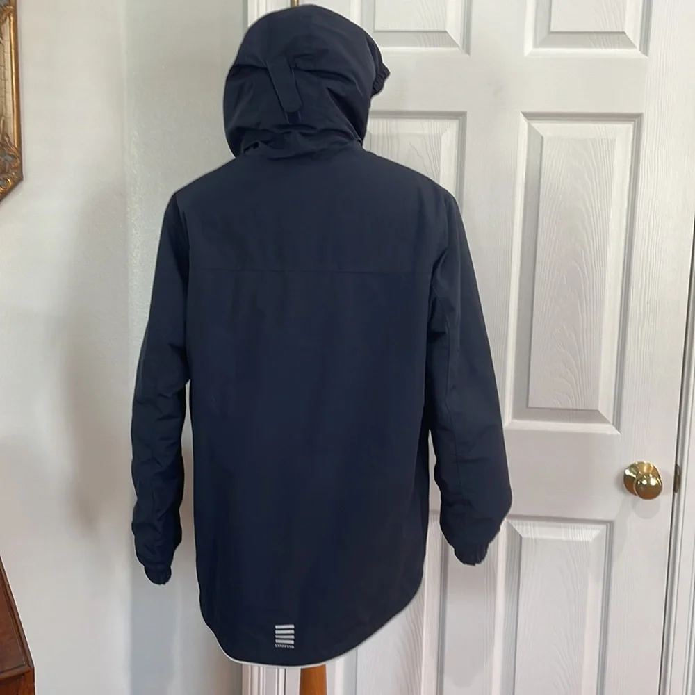 Lands end kids jacket nylon winter coat hood blue grow a long size XL 18 20 boys